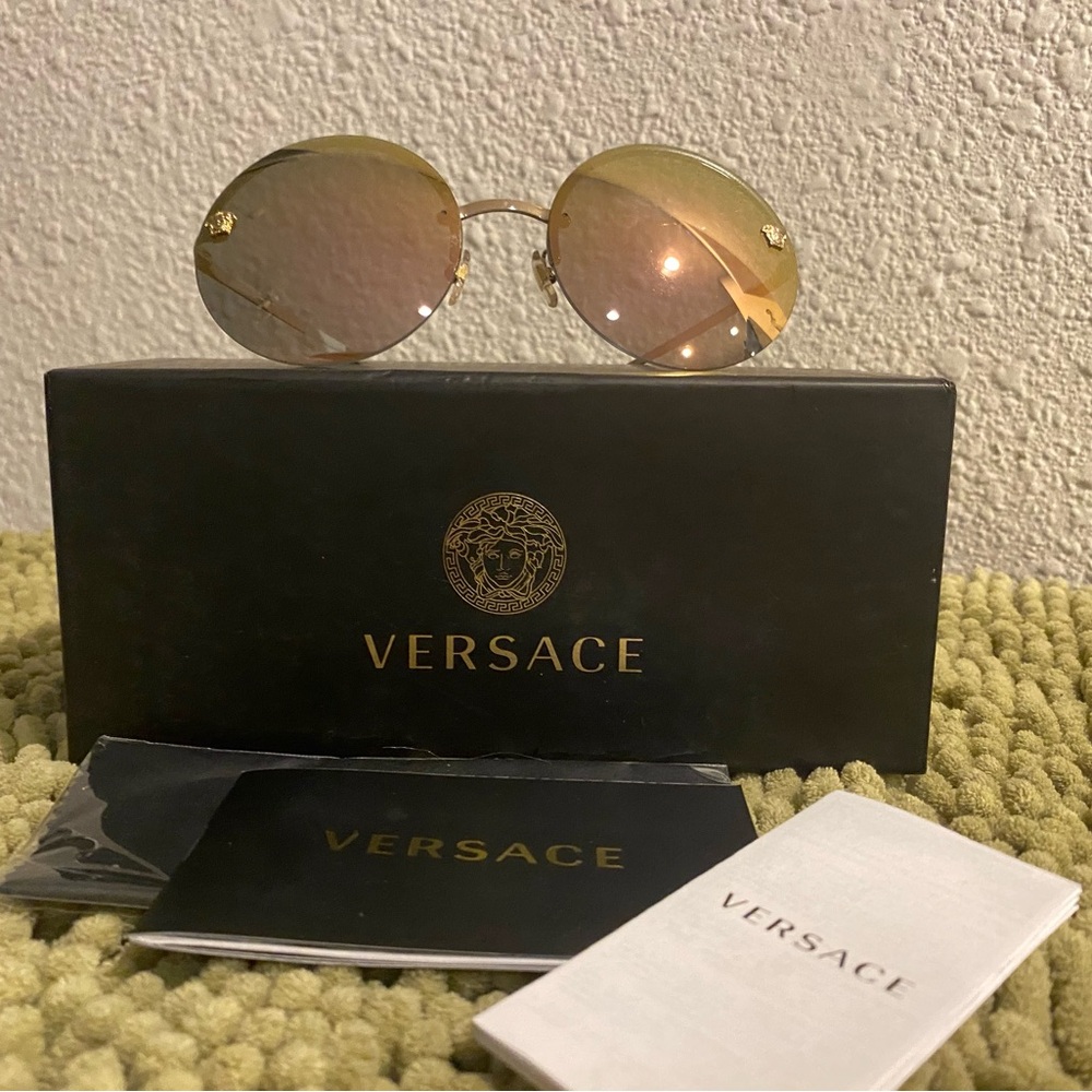 Versace Round Sunglasses with Gold Frame